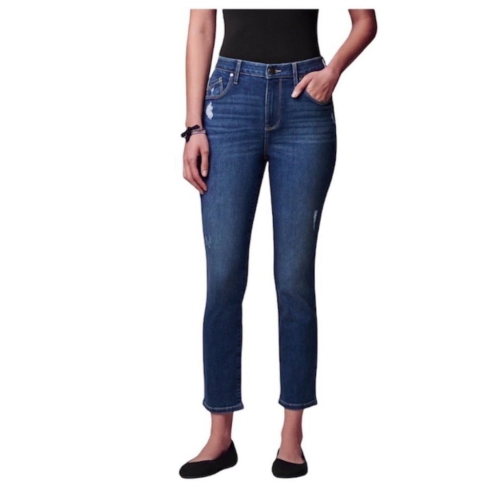 Simply Vera Wang Womens High Rise Distressed Ankle Skinny Jeans Sz 4 New